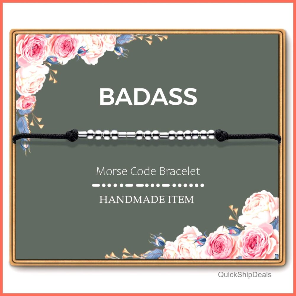 Adjustable Morse Code Bracelet Stainless Steel Be… - image 1